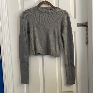 Brandy Melville Gray Ribbed Knit Top
